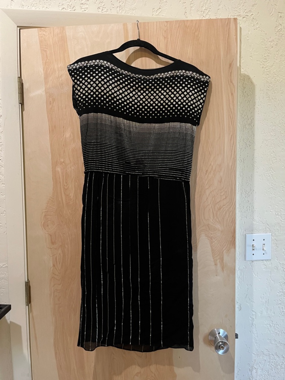 Black & Silver Sleeveless Knit Dress